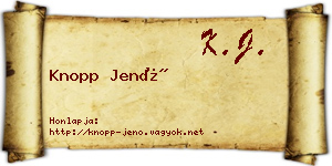 Knopp Jenő névjegykártya